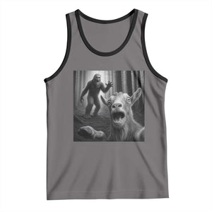 Goat Selfie With Bigfoot Tank Top Funny Cryptid Gift TS12 Deep Heather Black Print Your Wear
