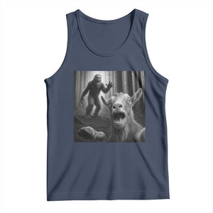 Goat Selfie With Bigfoot Tank Top Funny Cryptid Gift TS12 Navy Print Your Wear