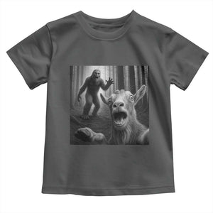 Goat Selfie With Bigfoot Toddler T Shirt Funny Cryptid Gift TS12 Dark Heather Print Your Wear