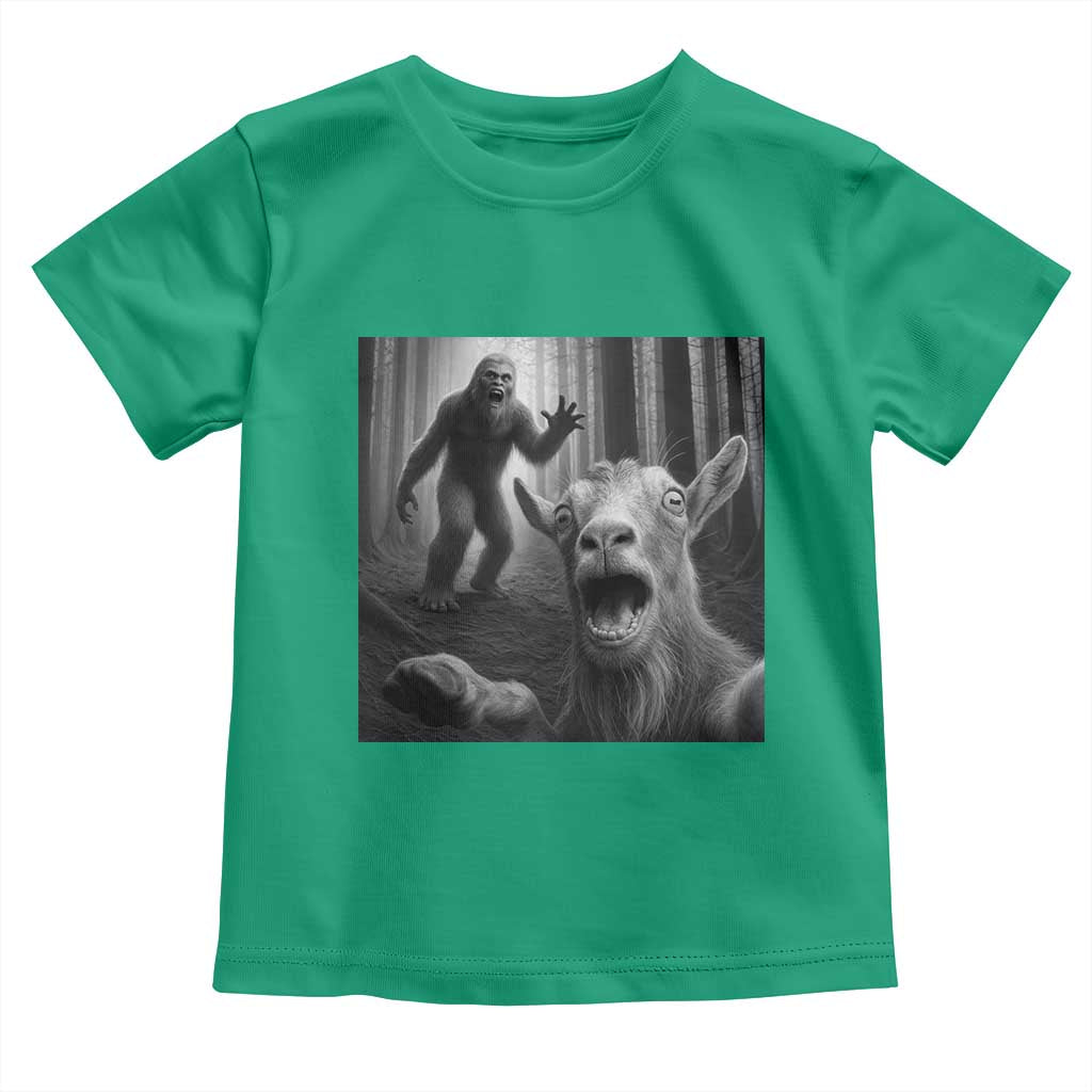 Goat Selfie With Bigfoot Toddler T Shirt Funny Cryptid Gift TS12 Irish Green Print Your Wear