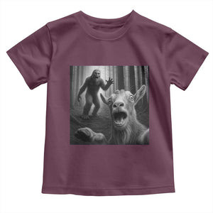 Goat Selfie With Bigfoot Toddler T Shirt Funny Cryptid Gift TS12 Maroon Print Your Wear