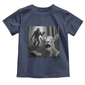 Goat Selfie With Bigfoot Toddler T Shirt Funny Cryptid Gift TS12 Navy Print Your Wear