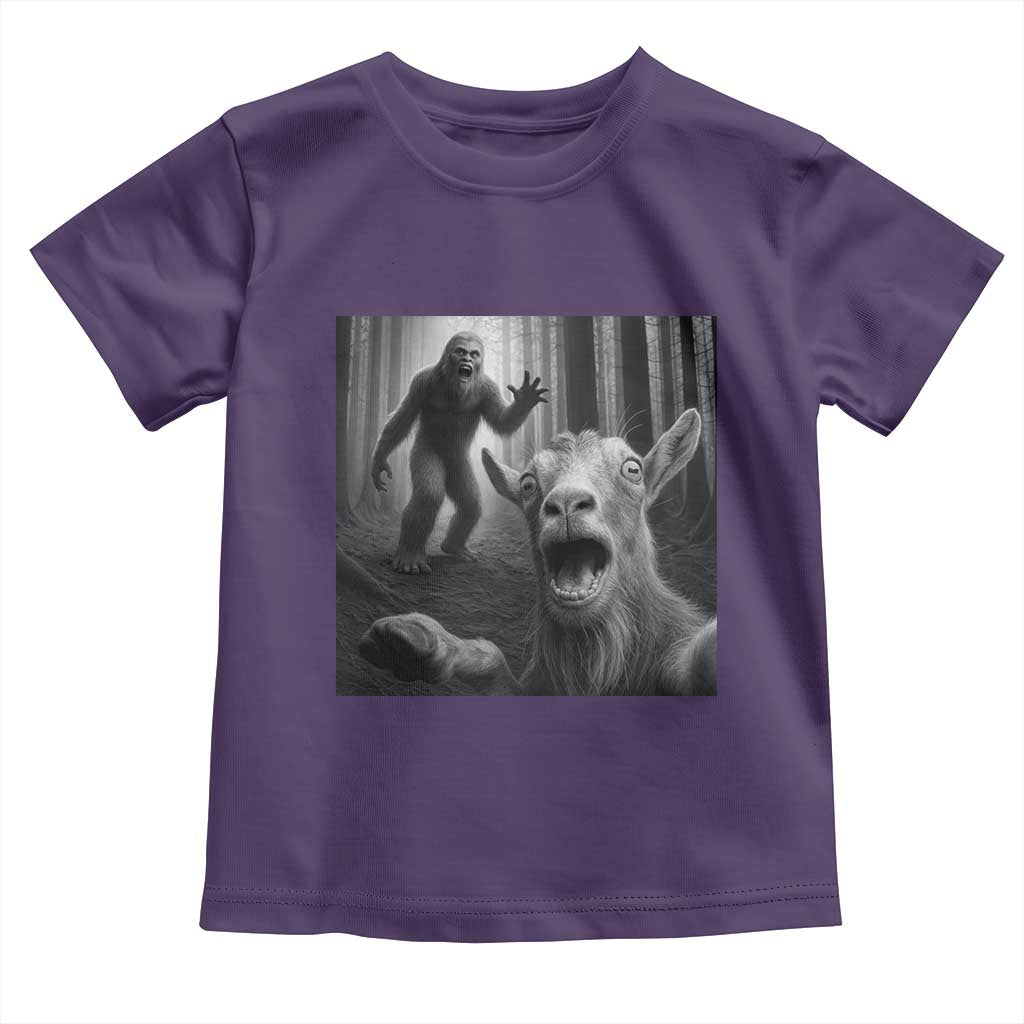Goat Selfie With Bigfoot Toddler T Shirt Funny Cryptid Gift TS12 Purple Print Your Wear