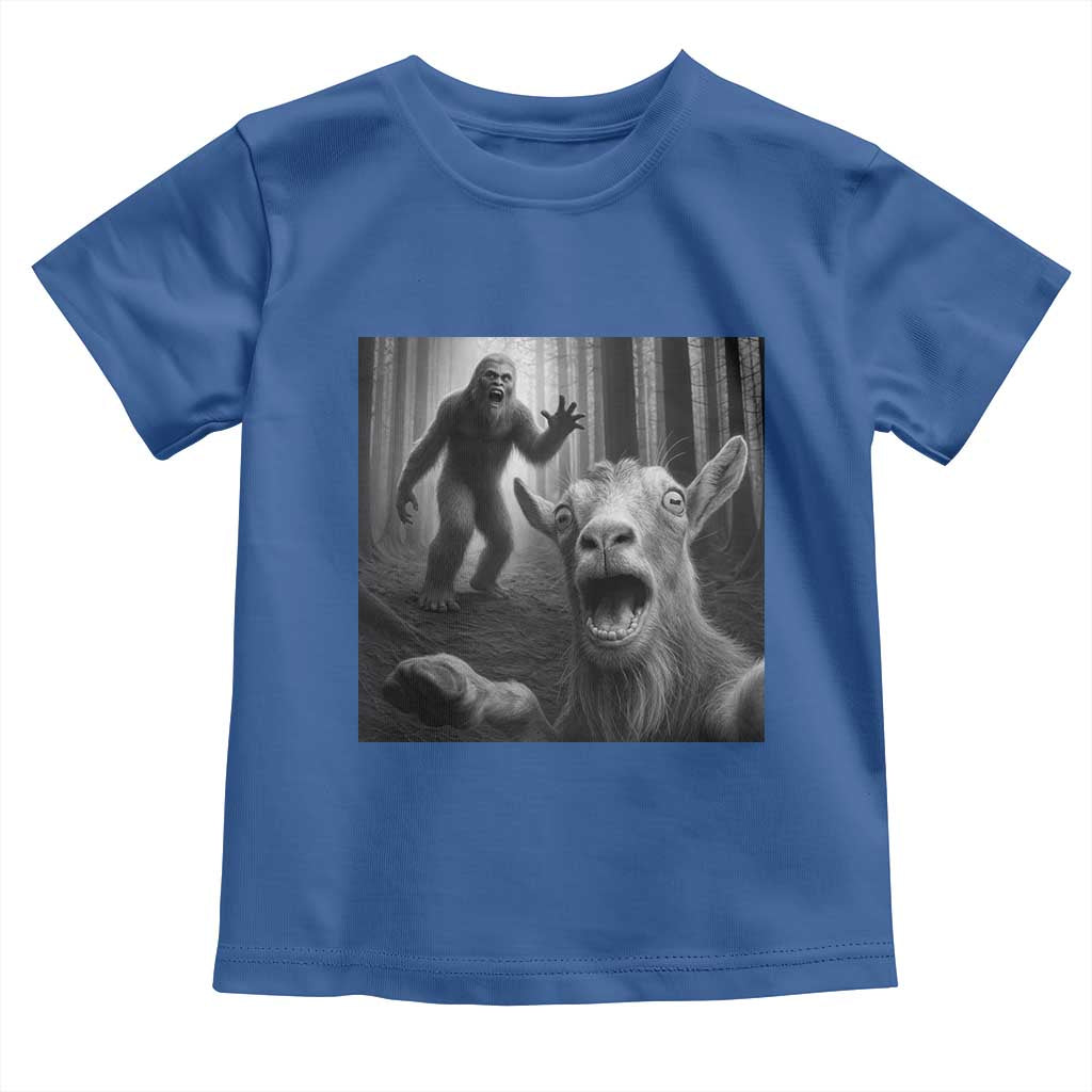 Goat Selfie With Bigfoot Toddler T Shirt Funny Cryptid Gift TS12 Royal Blue Print Your Wear