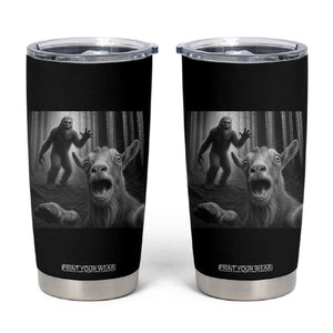 Goat Selfie With Bigfoot Tumbler Cup Funny Cryptid Gift TS12 Black Print Your Wear