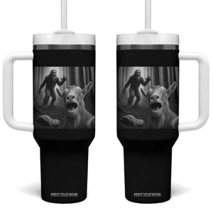Goat Selfie With Bigfoot Tumbler With Handle Funny Cryptid Gift TS12 One Size: 40 oz Black Print Your Wear