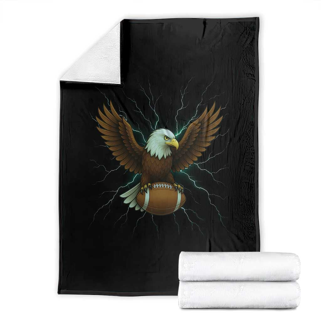 Lightning Eagle Holding Throw Blanket Football Player Gift TS12 Black Print Your Wear