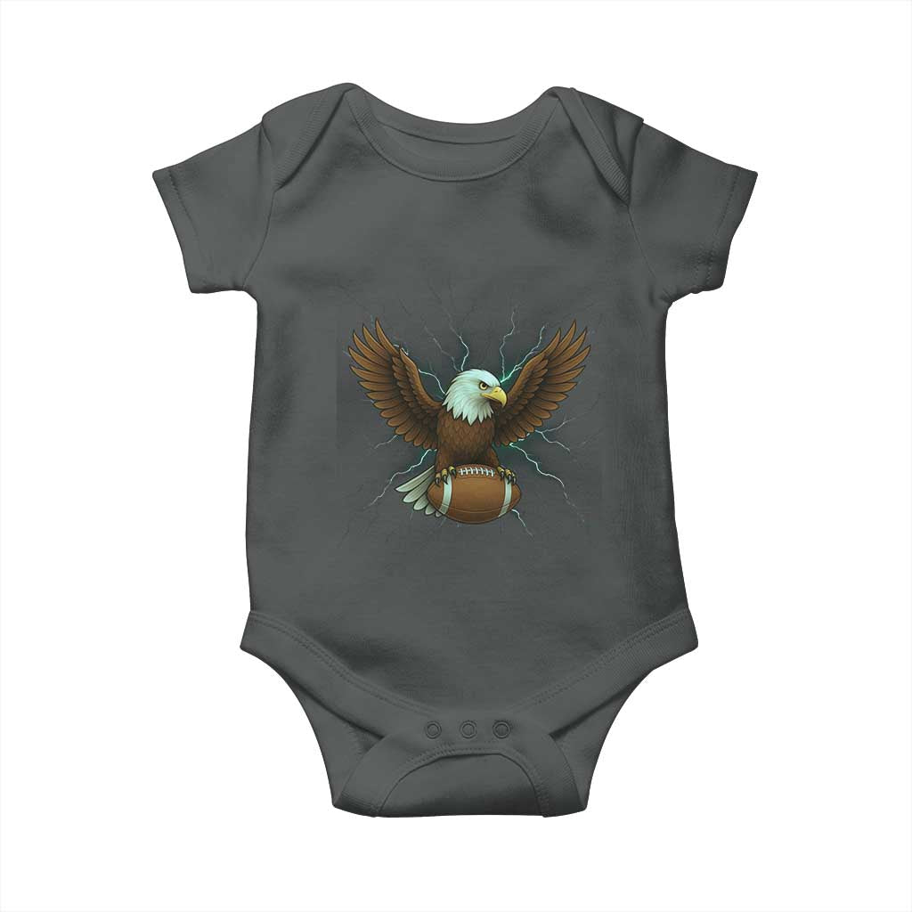 Lightning Eagle Holding Baby Onesie Football Player Gift TS12 Dark Heather Print Your Wear