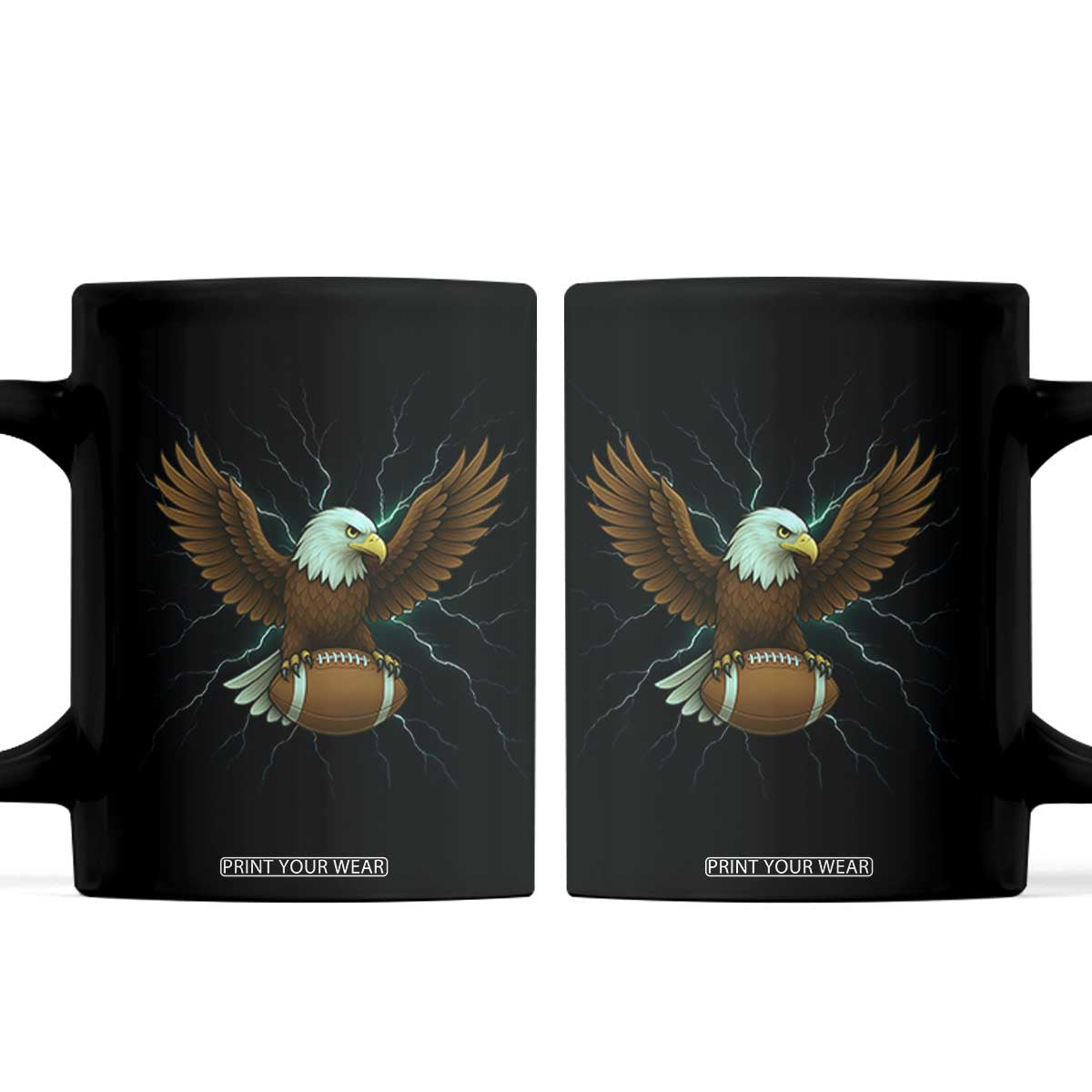 Lightning Eagle Holding Coffee Mug Football Player Gift TS12 Black Print Your Wear