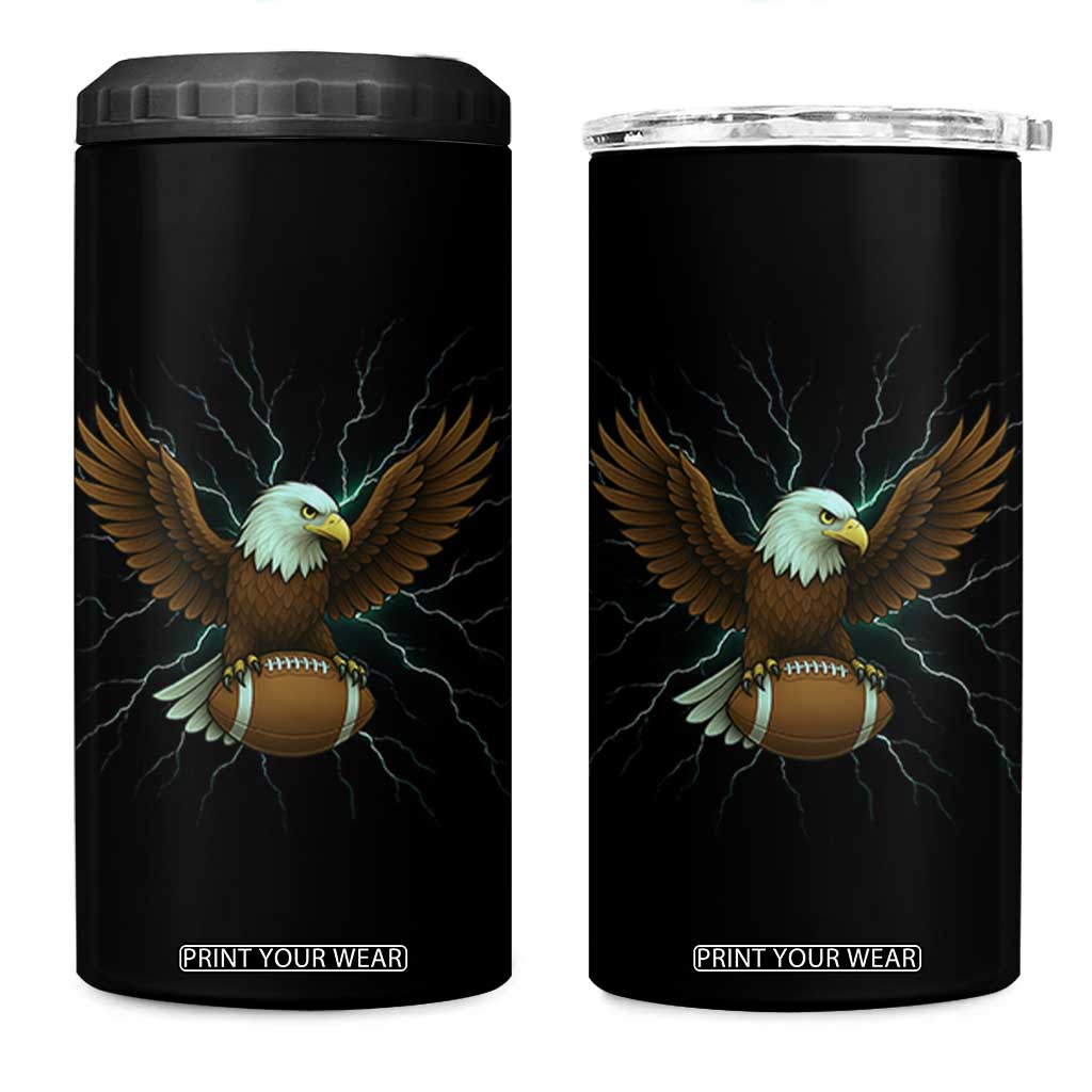 Lightning Eagle Holding 4 in 1 Can Cooler Tumbler Football Player Gift TS12 One Size: 16 oz Black Print Your Wear