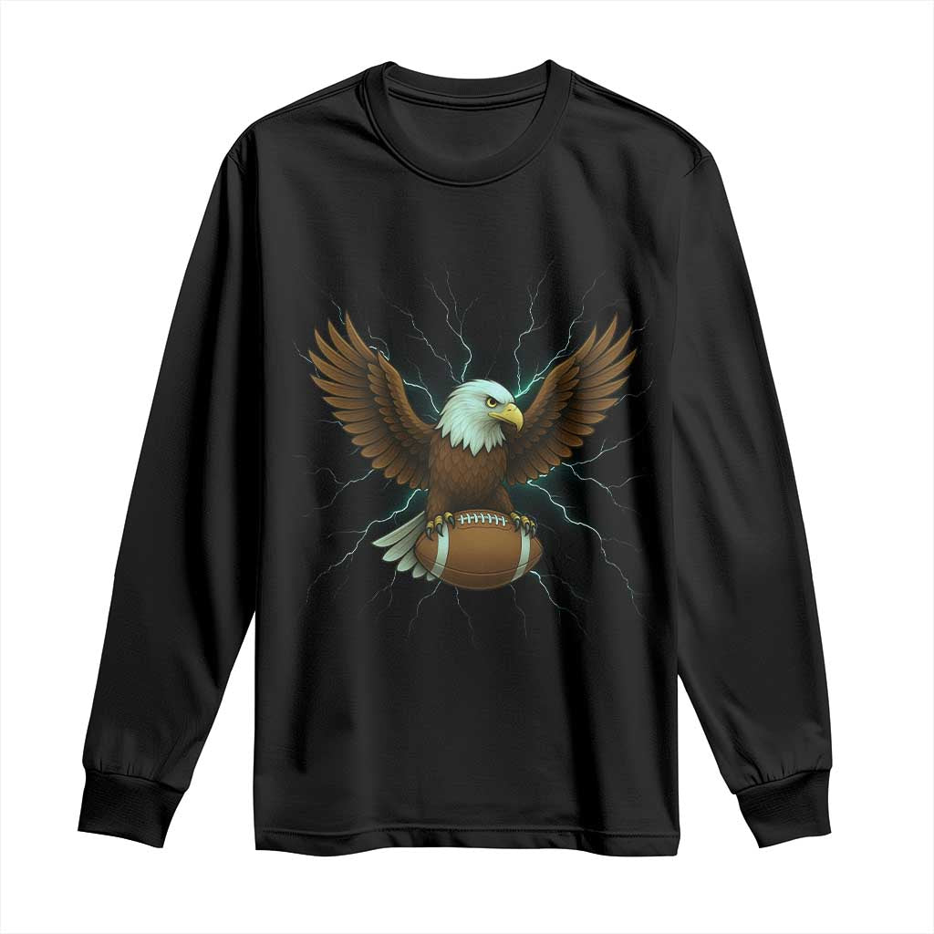 Lightning Eagle Holding Long Sleeve Shirt Football Player Gift TS12 Black Print Your Wear