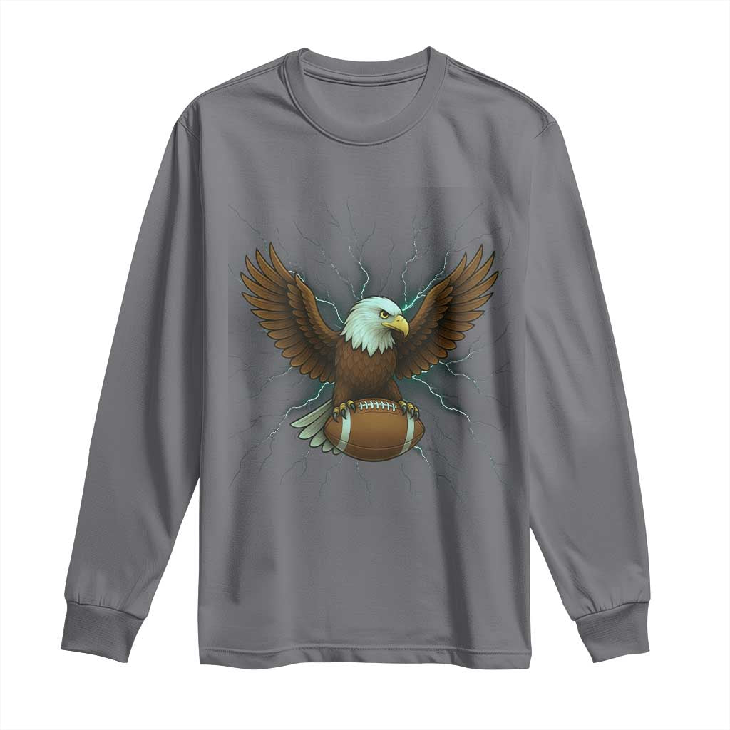 Lightning Eagle Holding Long Sleeve Shirt Football Player Gift TS12 Charcoal Print Your Wear