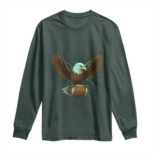 Lightning Eagle Holding Long Sleeve Shirt Football Player Gift TS12 Dark Forest Green Print Your Wear