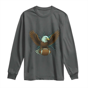 Lightning Eagle Holding Long Sleeve Shirt Football Player Gift TS12 Dark Heather Print Your Wear