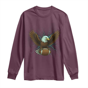 Lightning Eagle Holding Long Sleeve Shirt Football Player Gift TS12 Maroon Print Your Wear