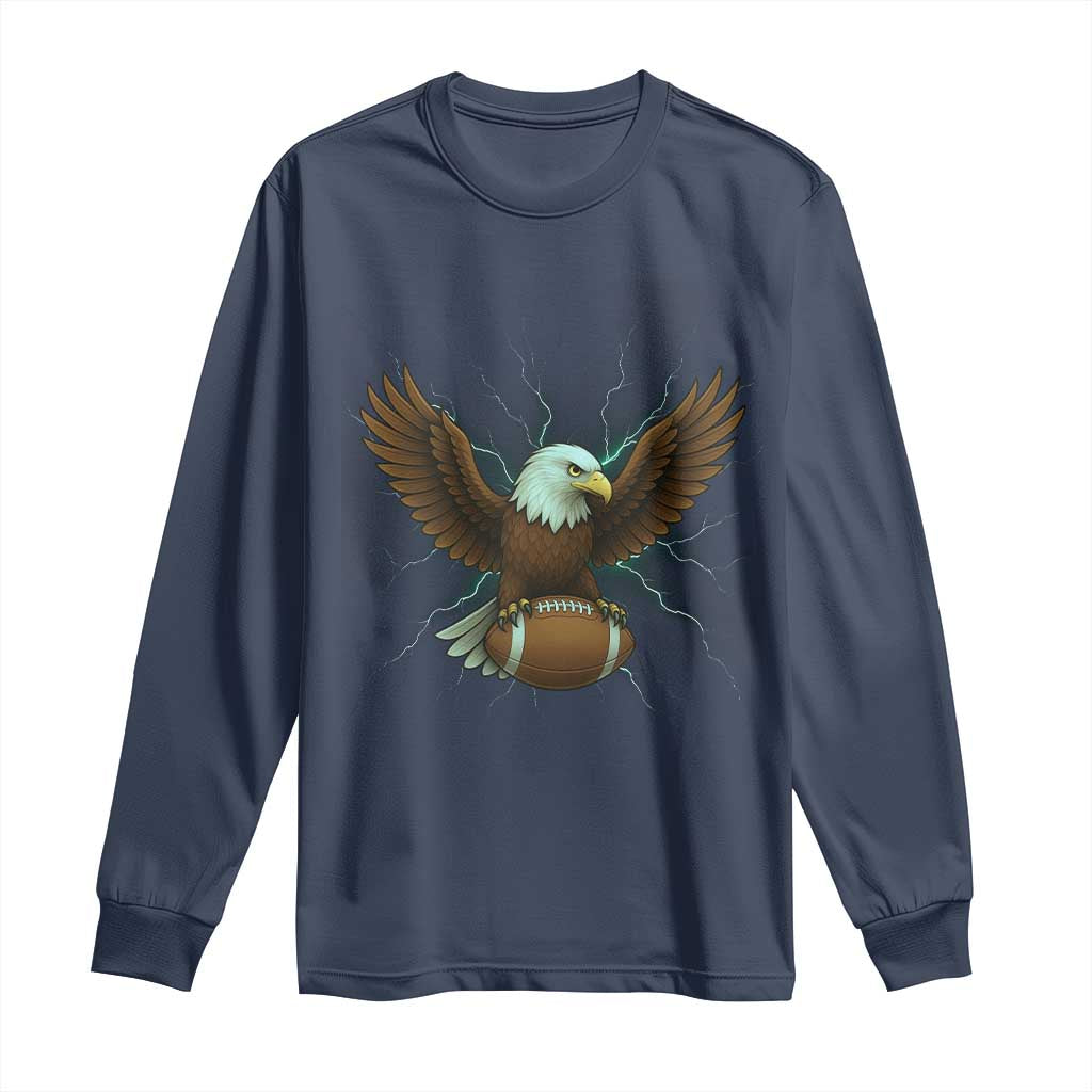 Lightning Eagle Holding Long Sleeve Shirt Football Player Gift TS12 Navy Print Your Wear
