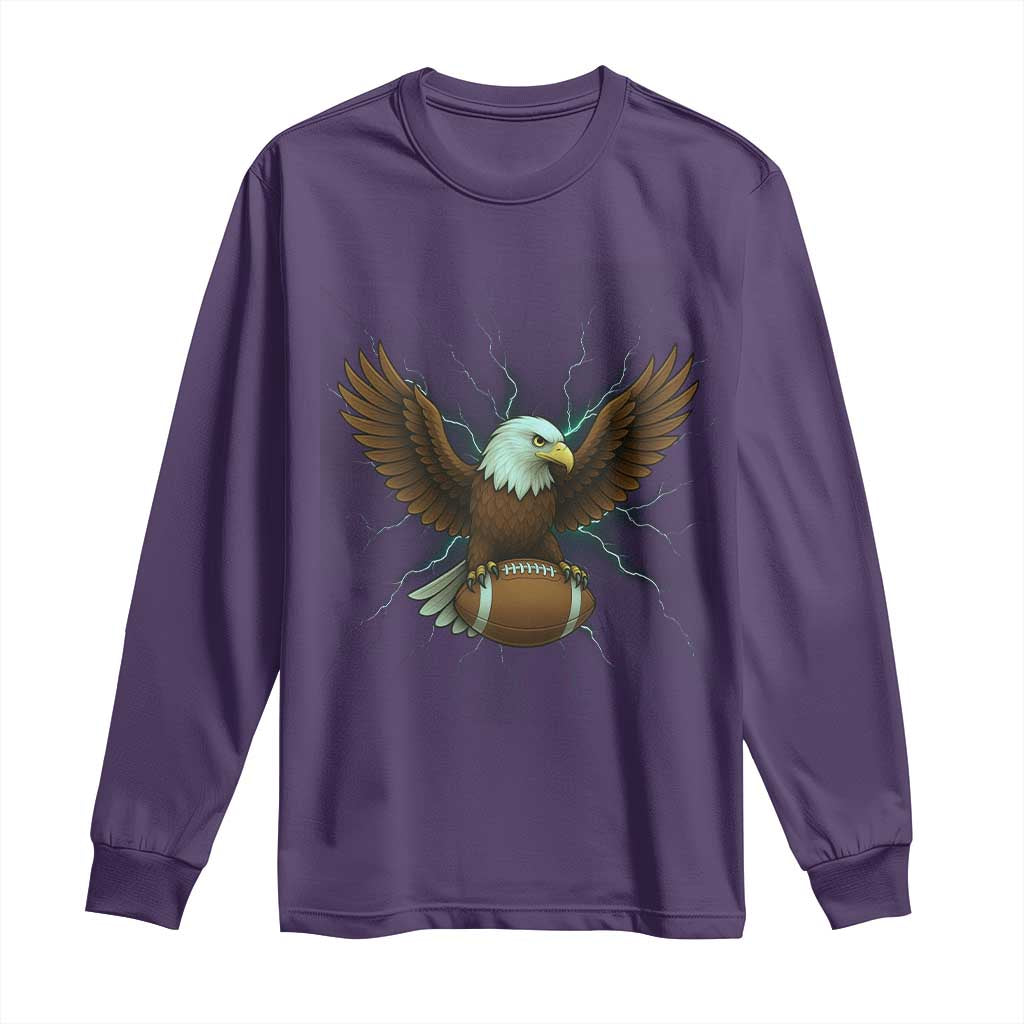 Lightning Eagle Holding Long Sleeve Shirt Football Player Gift TS12 Purple Print Your Wear