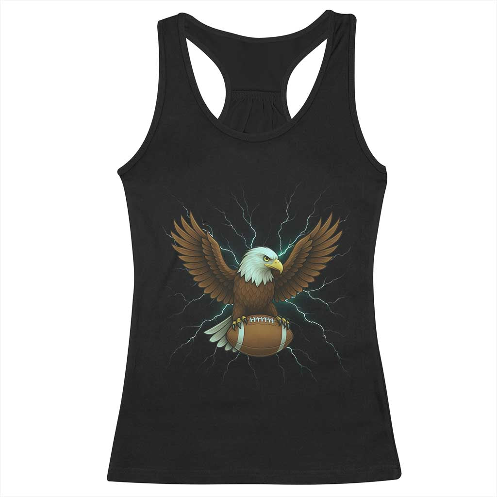 Lightning Eagle Holding Racerback Tank Top Football Player Gift TS12 Black Print Your Wear