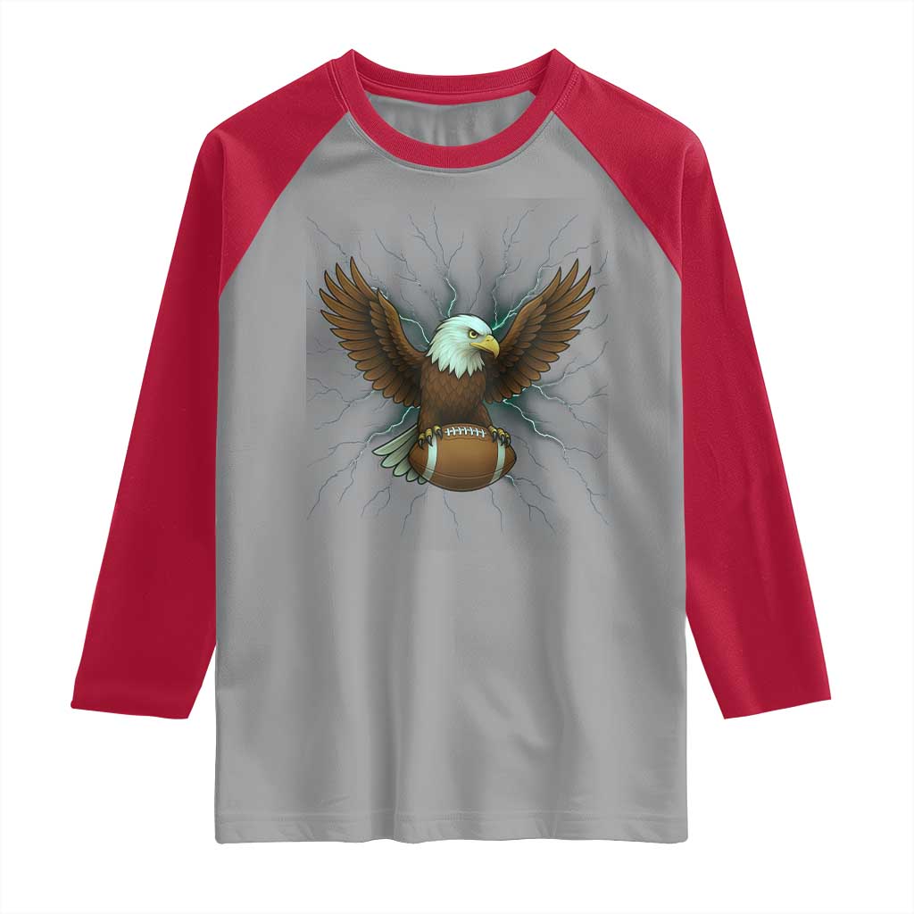 Lightning Eagle Holding Raglan Shirt Football Player Gift TS12 Sport Gray Red Print Your Wear