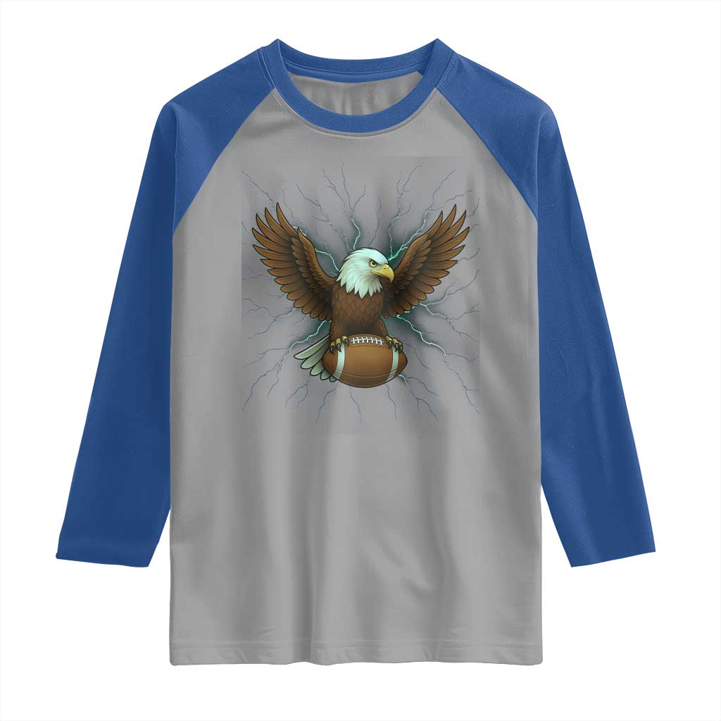 Lightning Eagle Holding Raglan Shirt Football Player Gift TS12 Sport Gray Royal Print Your Wear