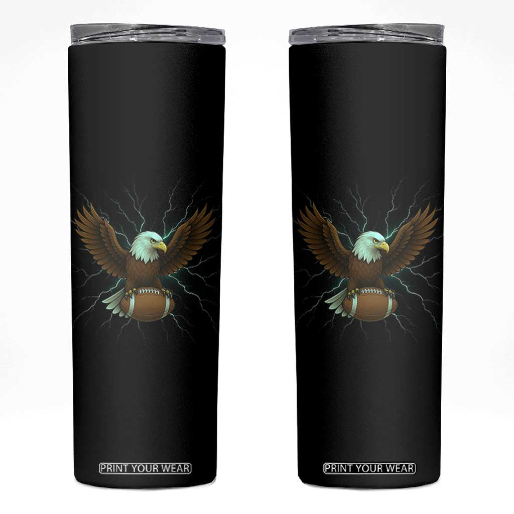 Lightning Eagle Holding Skinny Tumbler Football Player Gift TS12 Black Print Your Wear