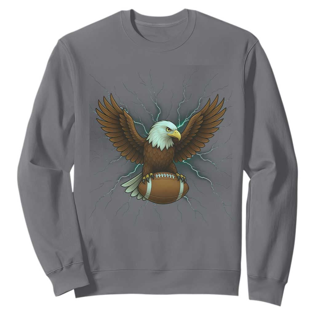 Lightning Eagle Holding Sweatshirt Football Player Gift TS12 Charcoal Print Your Wear