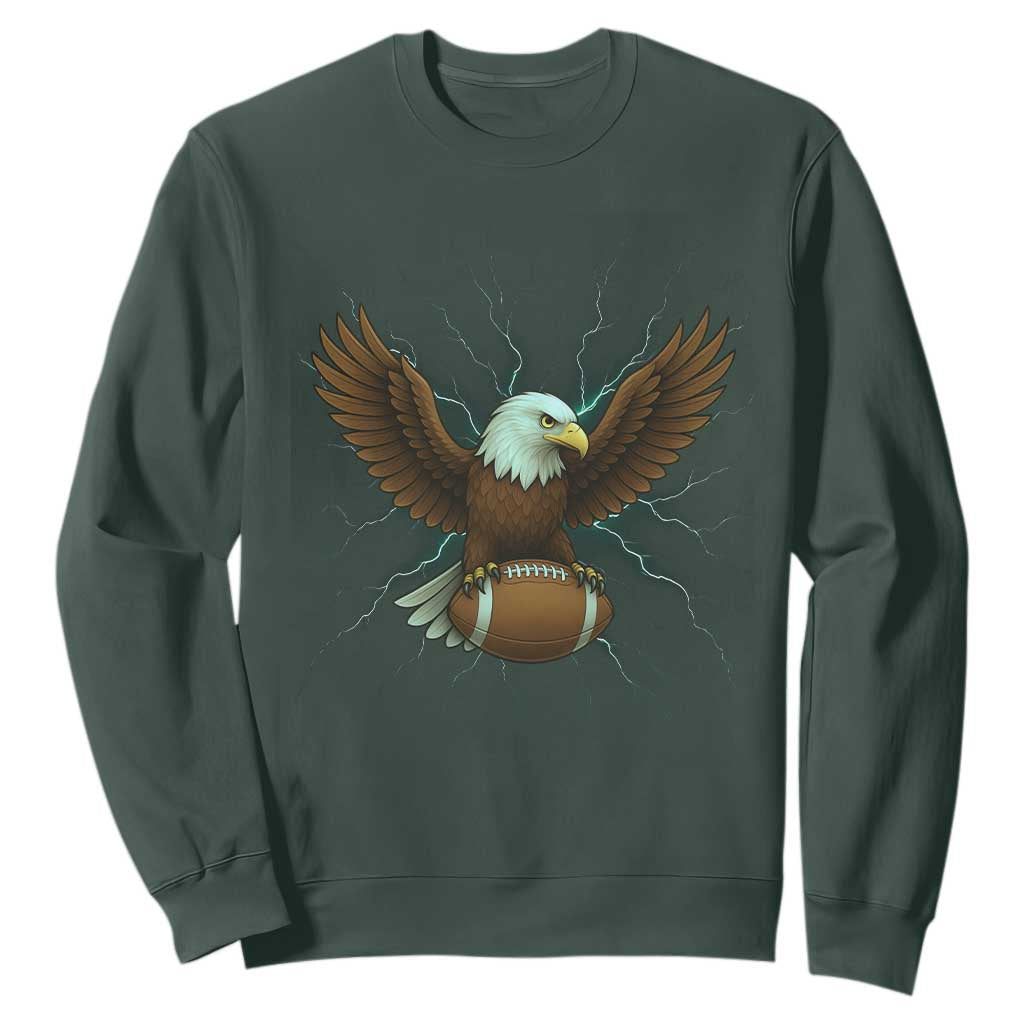Lightning Eagle Holding Sweatshirt Football Player Gift TS12 Dark Forest Green Print Your Wear