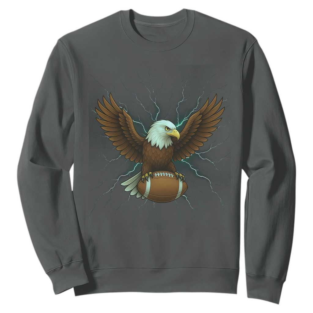 Lightning Eagle Holding Sweatshirt Football Player Gift TS12 Dark Heather Print Your Wear