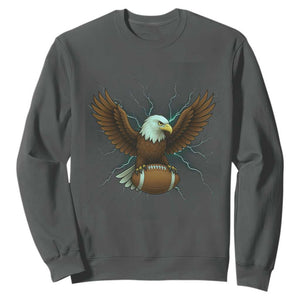 Lightning Eagle Holding Sweatshirt Football Player Gift TS12 Dark Heather Print Your Wear