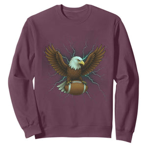 Lightning Eagle Holding Sweatshirt Football Player Gift TS12 Maroon Print Your Wear