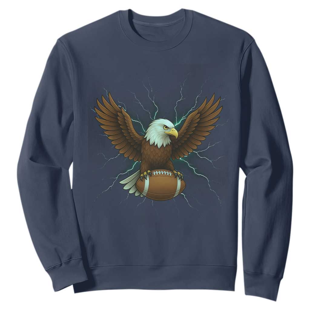 Lightning Eagle Holding Sweatshirt Football Player Gift TS12 Navy Print Your Wear