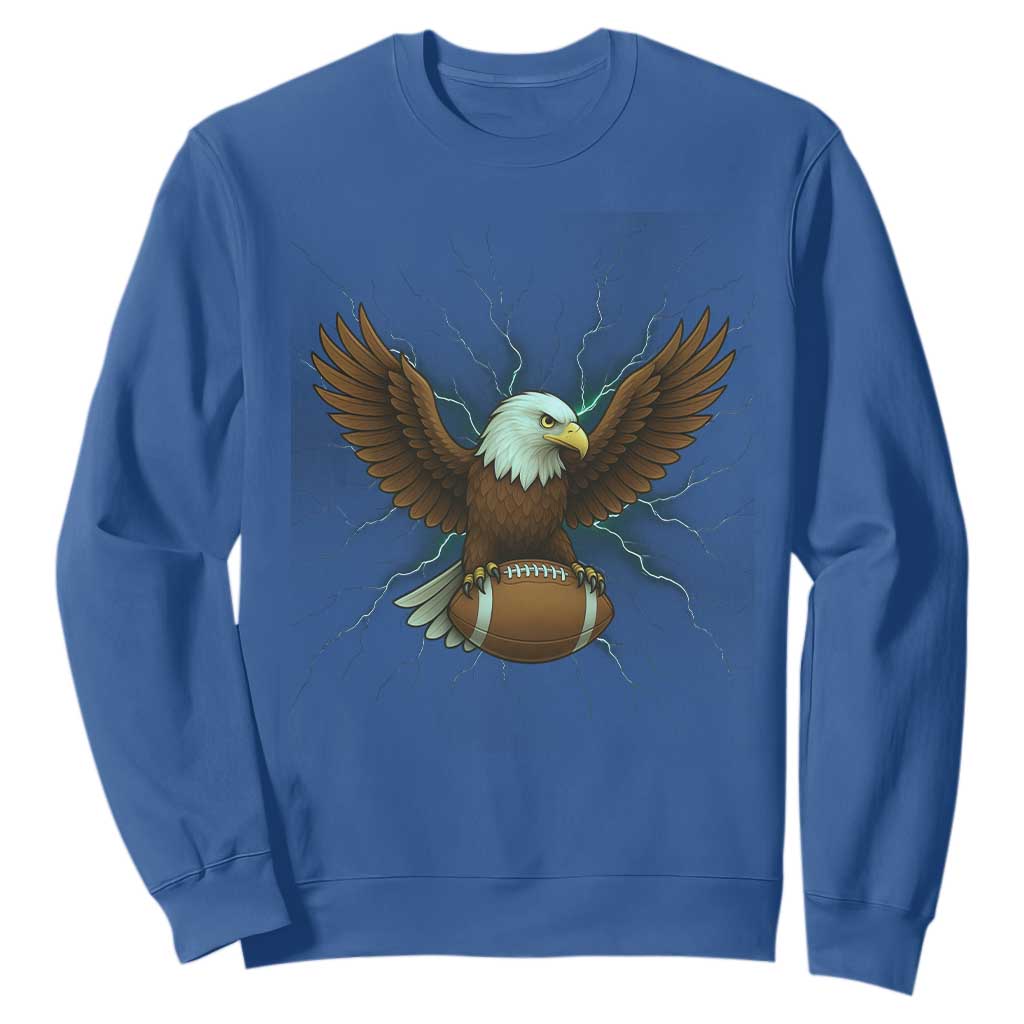 Lightning Eagle Holding Sweatshirt Football Player Gift TS12 Royal Blue Print Your Wear