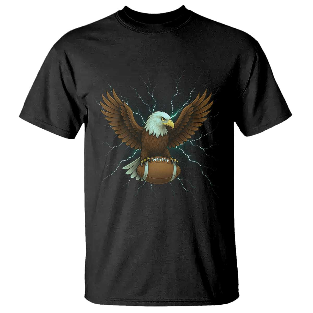 Lightning Eagle Holding T Shirt Football Player Gift TS12 Black Print Your Wear