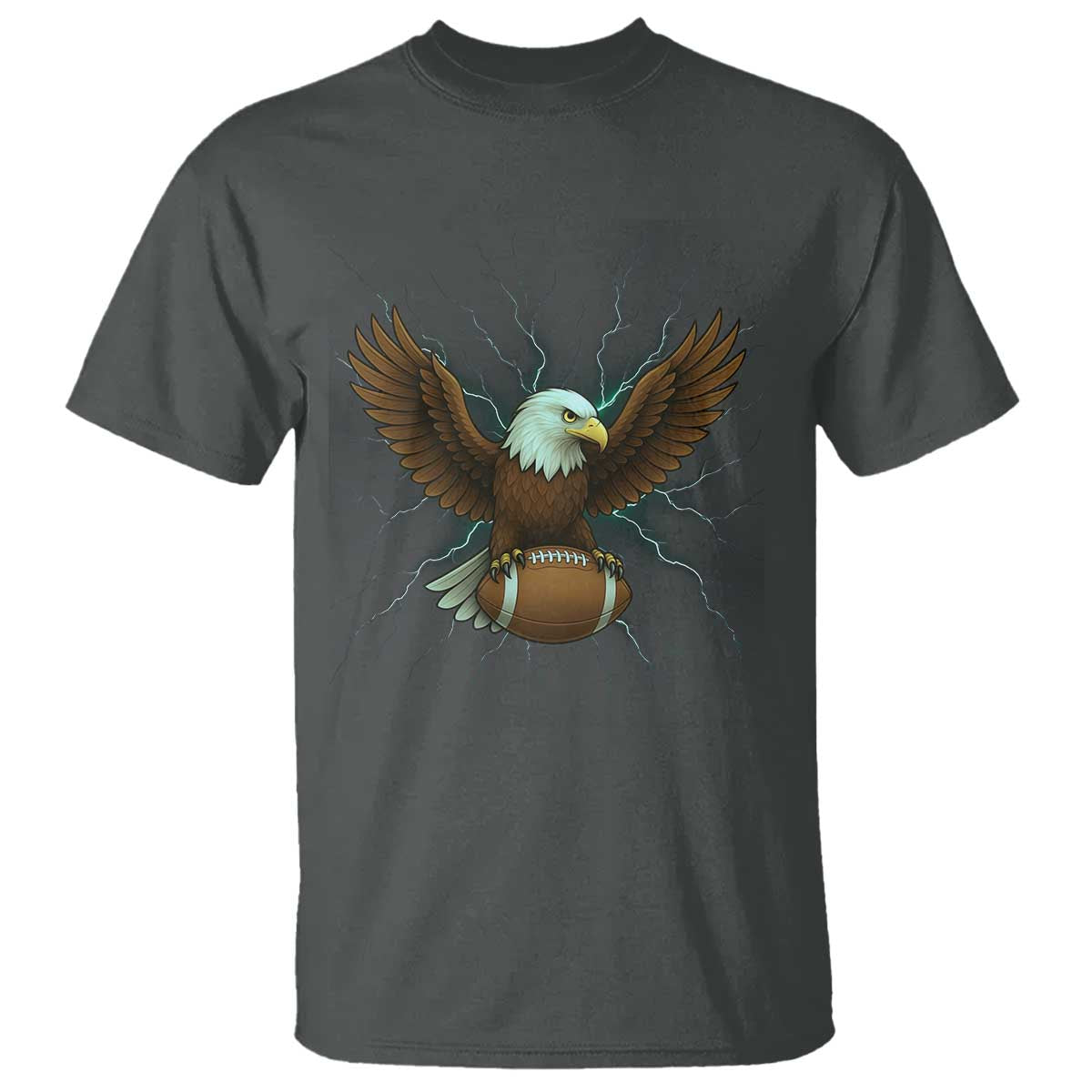 Lightning Eagle Holding T Shirt Football Player Gift TS12 Dark Heather Print Your Wear