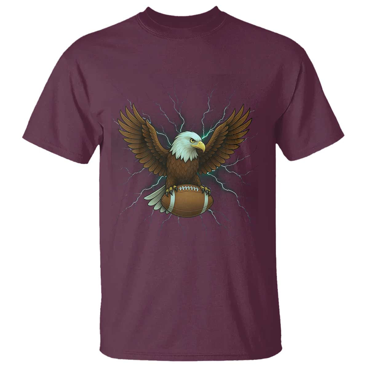 Lightning Eagle Holding T Shirt Football Player Gift TS12 Maroon Print Your Wear