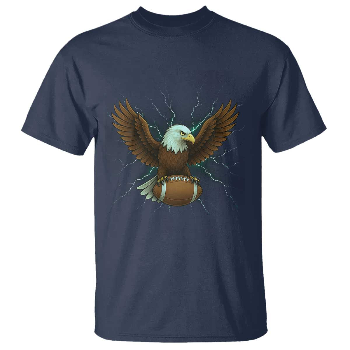 Lightning Eagle Holding T Shirt Football Player Gift TS12 Navy Print Your Wear