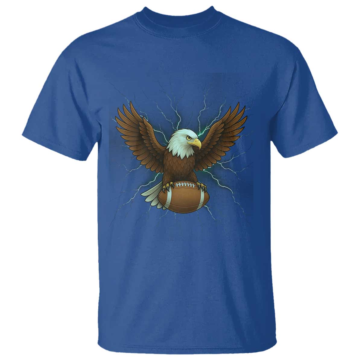 Lightning Eagle Holding T Shirt Football Player Gift TS12 Royal Blue Print Your Wear