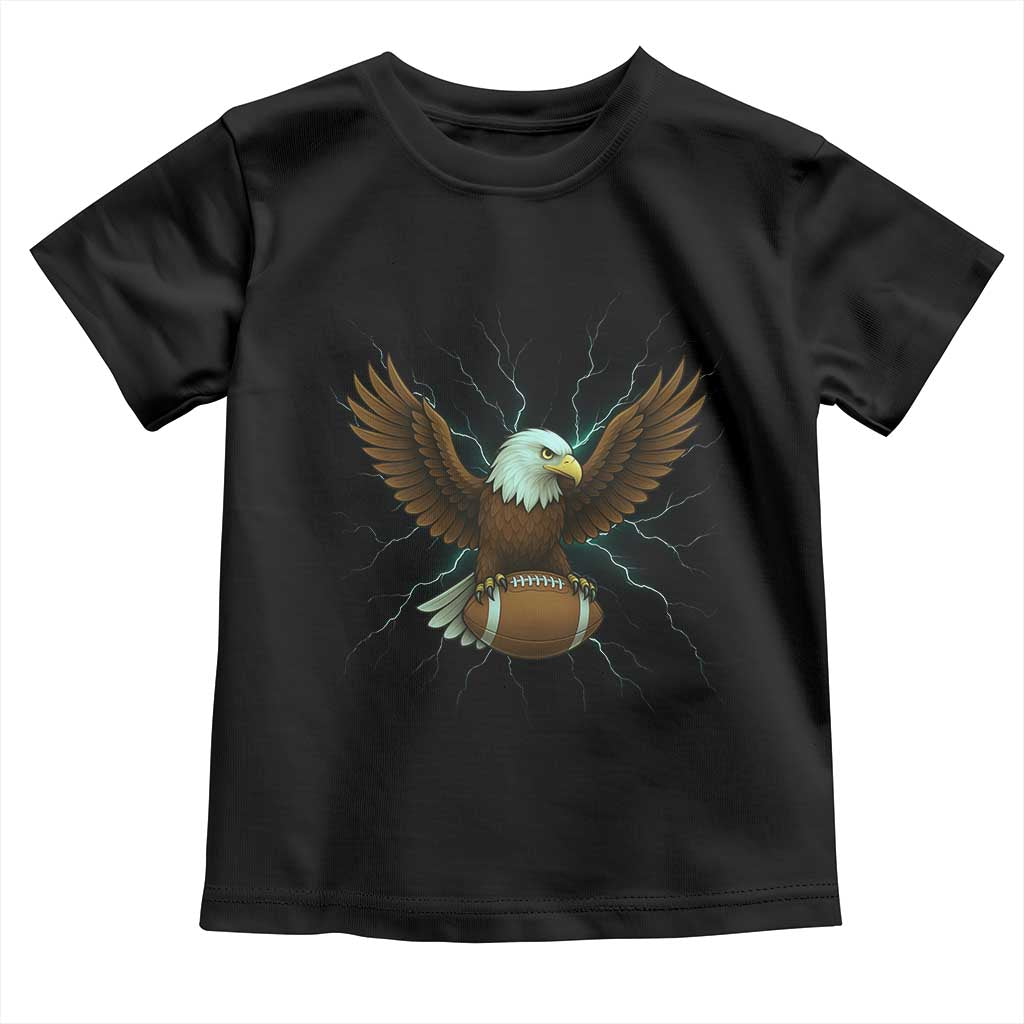 Lightning Eagle Holding Toddler T Shirt Football Player Gift TS12 Black Print Your Wear