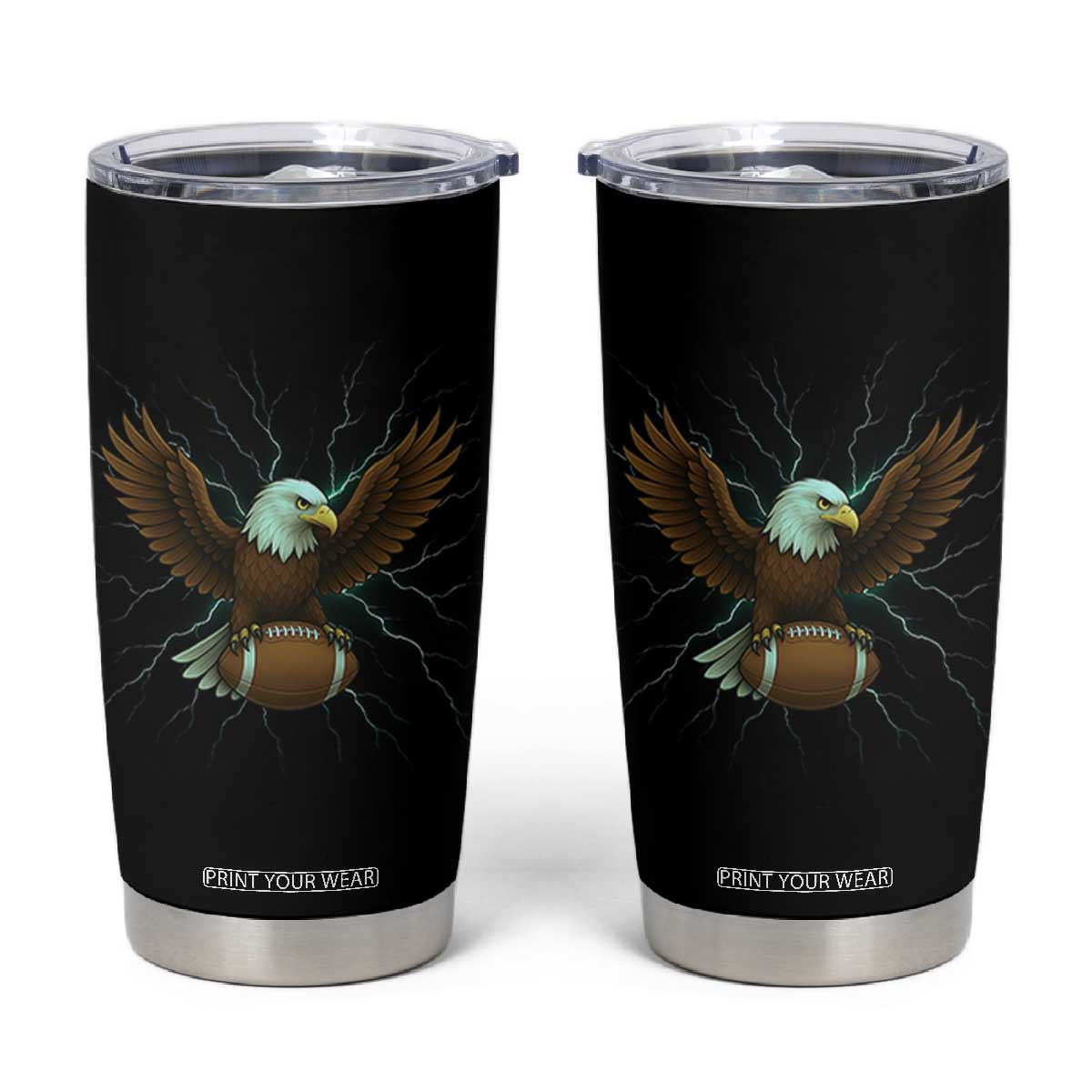 Lightning Eagle Holding Tumbler Cup Football Player Gift TS12 Black Print Your Wear