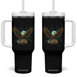 Lightning Eagle Holding Tumbler With Handle Football Player Gift TS12 One Size: 40 oz Black Print Your Wear