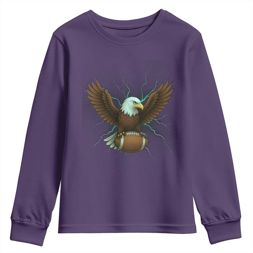 Lightning Eagle Holding Youth Sweatshirt Football Player Gift TS12 Purple Print Your Wear