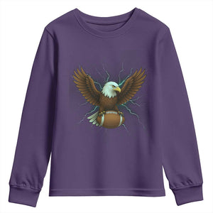 Lightning Eagle Holding Youth Sweatshirt Football Player Gift TS12 Purple Print Your Wear