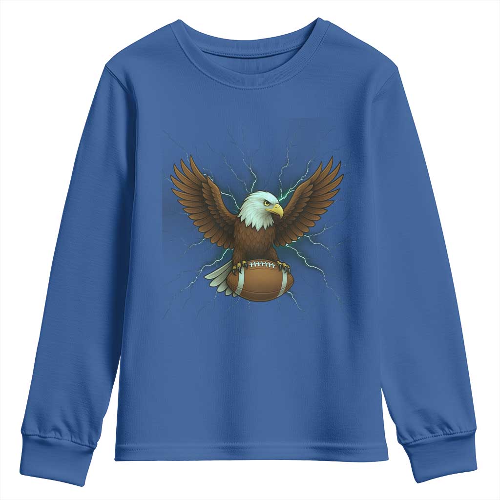 Lightning Eagle Holding Youth Sweatshirt Football Player Gift TS12 Royal Blue Print Your Wear