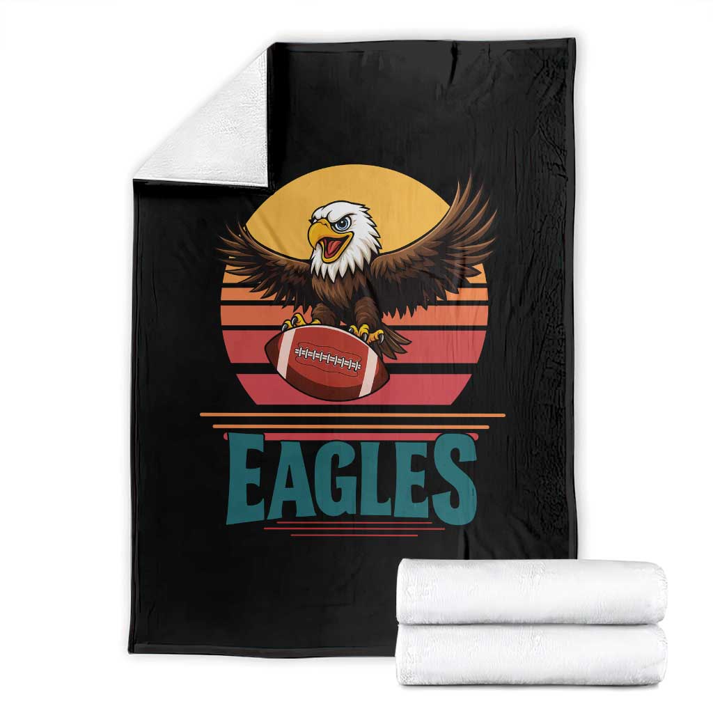 Funny Eagle Football Fan Throw Blanket Retro Vintage Style TS12 Black Print Your Wear