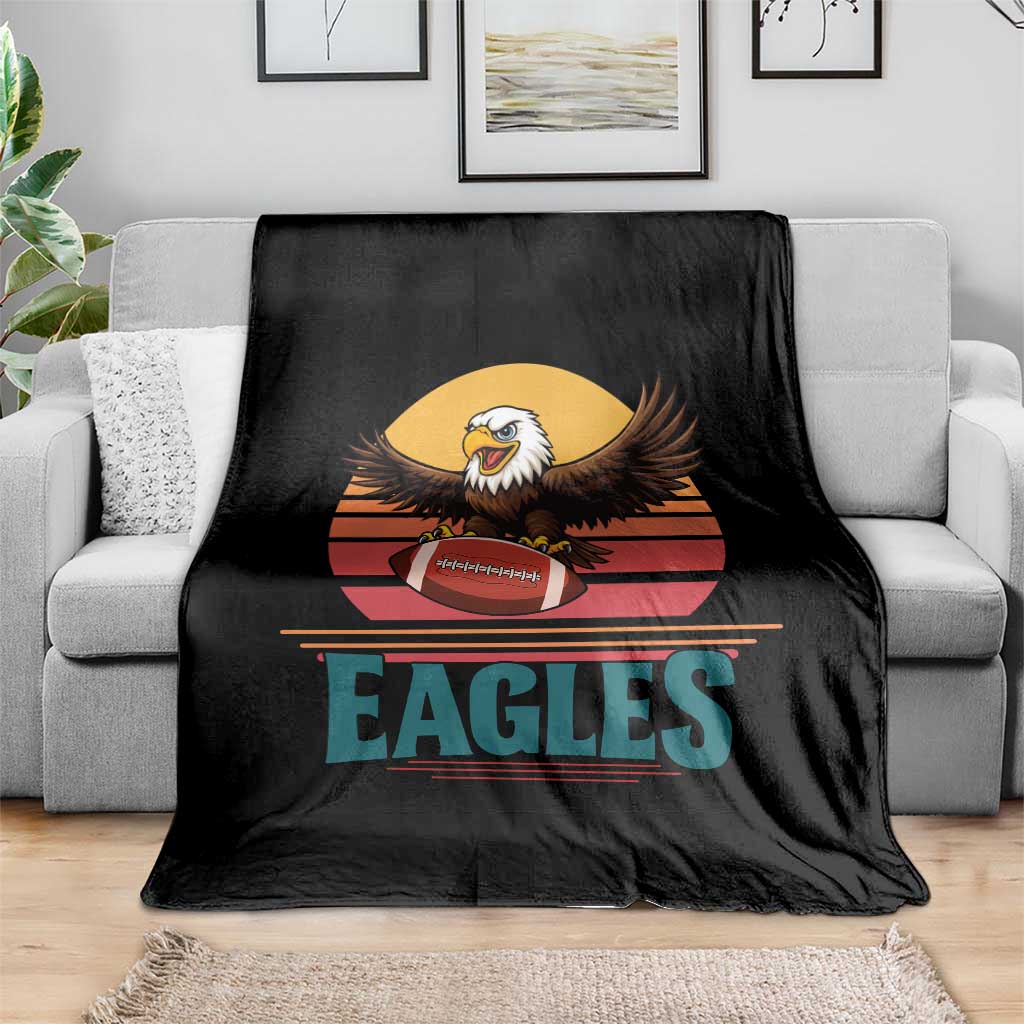 Funny Eagle Football Fan Throw Blanket Retro Vintage Style TS12 Print Your Wear