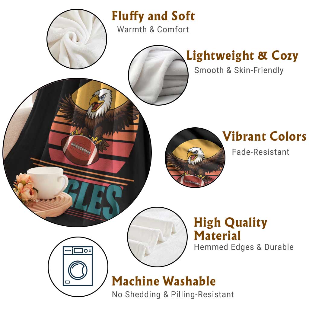 Funny Eagle Football Fan Throw Blanket Retro Vintage Style TS12 Print Your Wear