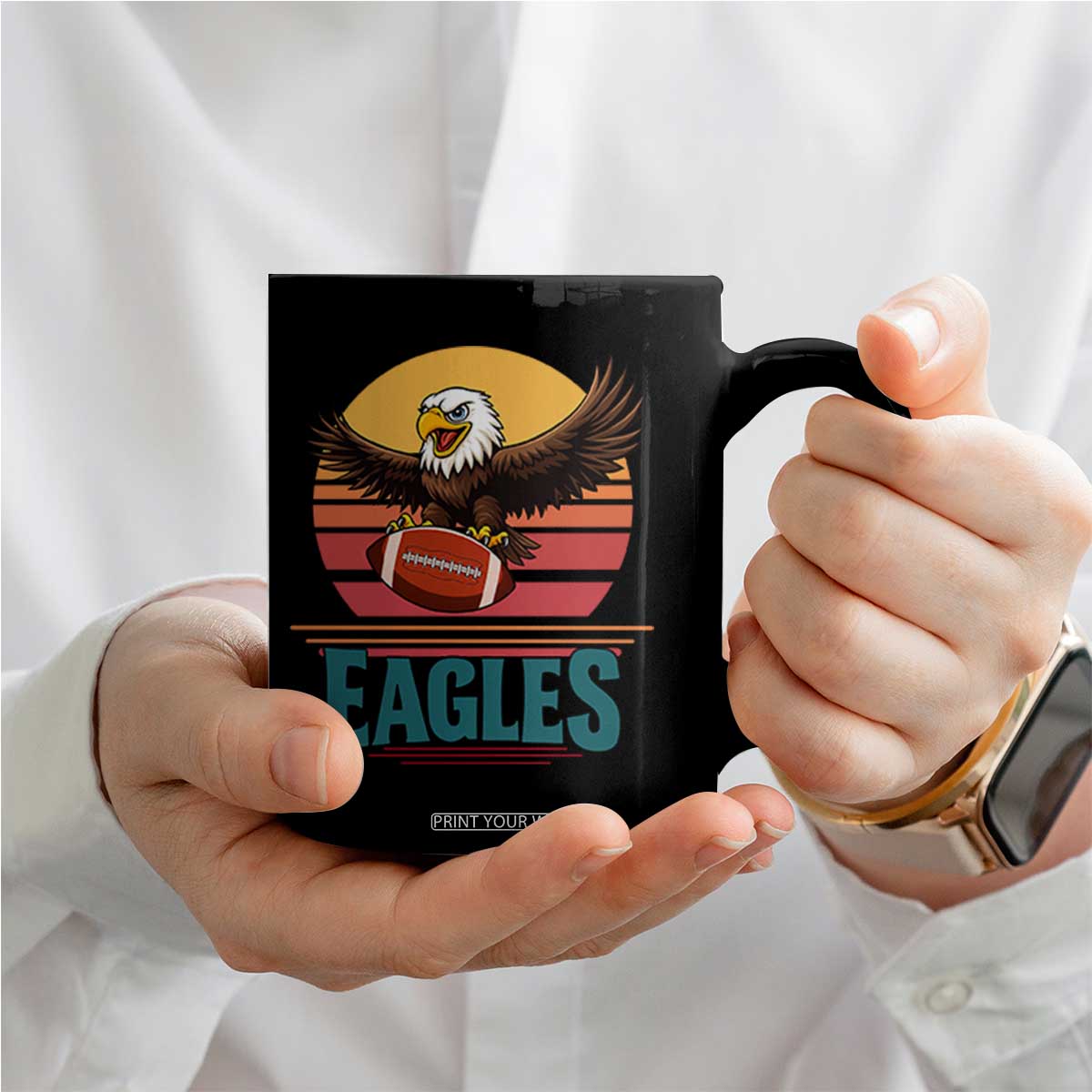 Funny Eagle Football Fan Coffee Mug Retro Vintage Style TS12 Print Your Wear