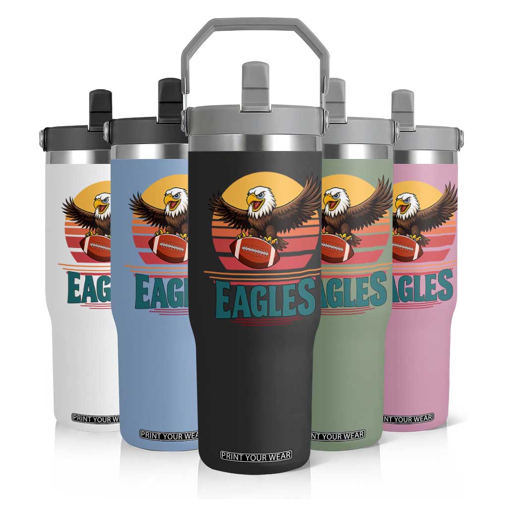 Funny Eagle Football Fan Flip Straw Tumbler Retro Vintage Style TS12 Print Your Wear