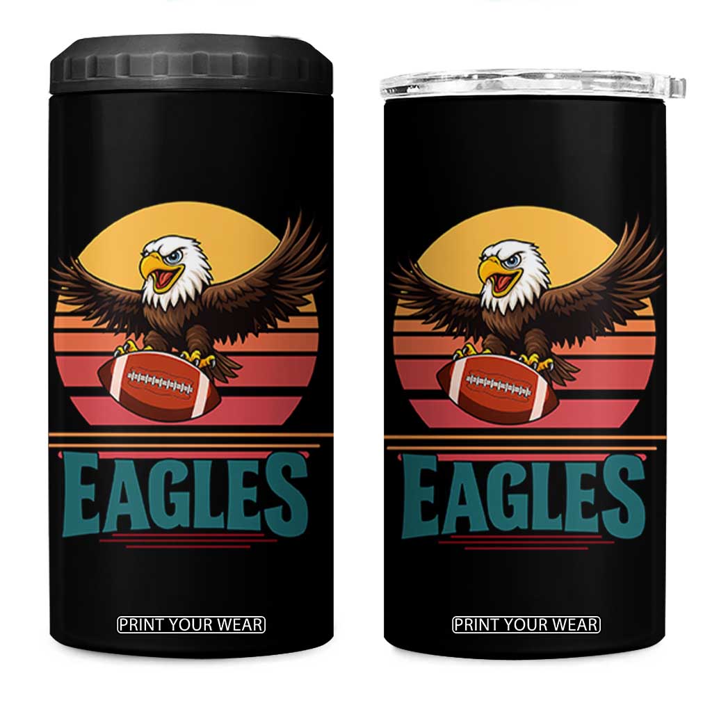 Funny Eagle Football Fan 4 in 1 Can Cooler Tumbler Retro Vintage Style TS12 One Size: 16 oz Black Print Your Wear