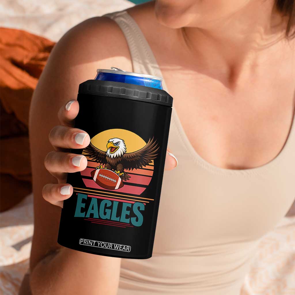 Funny Eagle Football Fan 4 in 1 Can Cooler Tumbler Retro Vintage Style TS12 Print Your Wear